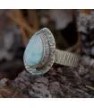 Bague argent ethnique chic pierre naturelle larimar