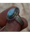 Bague argent ethnique chic pierre naturelle larimar