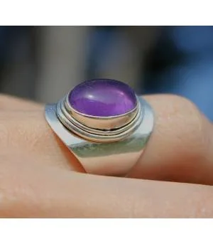 Bague argent pierre naturelle d'améthyste