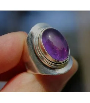 Bague argent pierre naturelle d'améthyste
