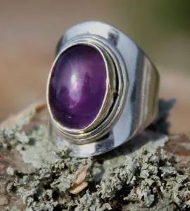 Bague argent pierre naturelle améthyste shantilight