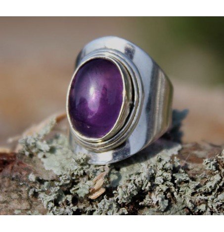 Bague argent pierre naturelle améthyste shantilight
