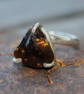 Bague ethnique pierre naturelle agate de feu shantilight