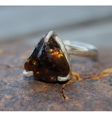 Bague ethnique pierre naturelle agate de feu shantilight