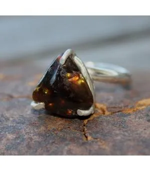 Bague ethnique pierre naturelle agate de feu shantilight