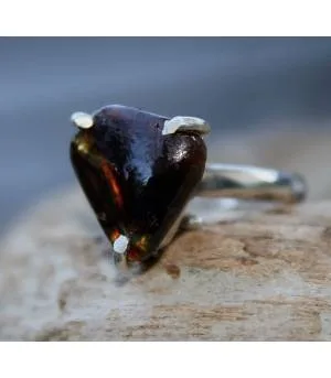 Bague argent griffe bijoux ethnique agate de feu shantilight