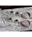 Boucles d'oreilles ethniques triptik bijoux argent grenat quartz rose shantilight