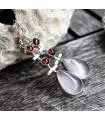 Boucles d'oreilles ethniques triptik bijoux argent grenat quartz rose shantilight