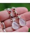 Boucles d'oreilles ethniques triptik bijoux argent grenat quartz rose shantilight