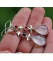 Boucles d'oreilles ethniques triptik bijoux argent grenat quartz rose shantilight