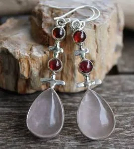 Boucles d'oreilles argent grenat quartz rose shantilight