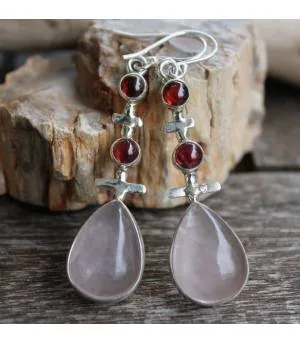 Boucles d'oreilles argent grenat quartz rose shantilight