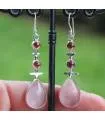 Boucles d'oreilles ethniques triptik bijoux argent grenat quartz rose shantilight