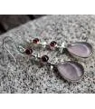 Boucles d'oreilles ethniques triptik bijoux argent grenat quartz rose shantilight
