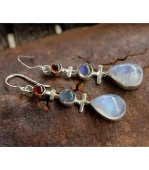 Boucles d'oreilles argent pierres de lune naturelles