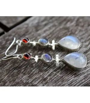 Boucles d'oreilles argent pierres de lune naturelles