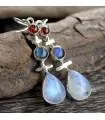 Boucles d'oreilles argent grenat labradorite pierre de lune shantilight