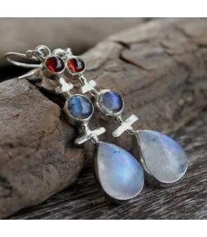 Boucles d'oreilles argent pierres de lune naturelles