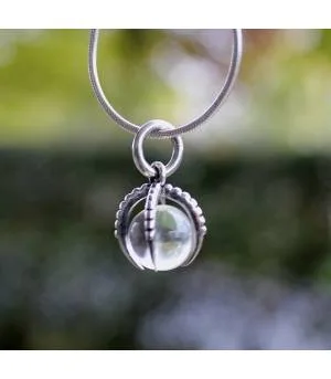Pendentif "cristal ball" argent pierre cristal