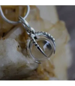 Pendentif "cristal ball" argent pierre cristal