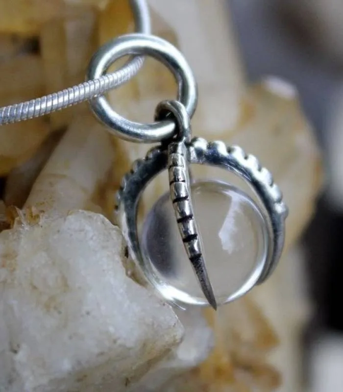 Pendentif "cristal ball" argent pierre cristal