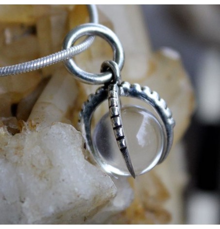 Pendentif argent bijoux ethnique griffe de dragon pierre cristal Shantilight