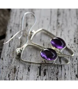 BOUCLES D'OREILLES ARGENT SYMETRIK AMETHYSTES