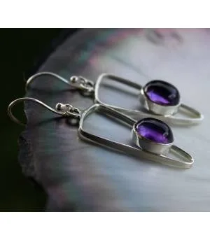 BOUCLES D'OREILLES ARGENT SYMETRIK AMETHYSTES