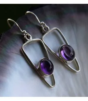 BOUCLES D'OREILLES ARGENT SYMETRIK AMETHYSTES