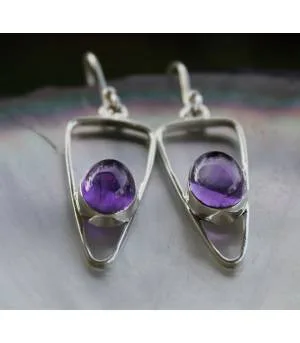 BOUCLES D'OREILLES ARGENT SYMETRIK AMETHYSTES
