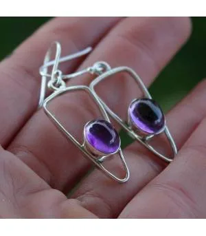 BOUCLES D'OREILLES ARGENT SYMETRIK AMETHYSTES