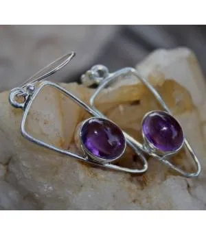BOUCLES D'OREILLES ARGENT SYMETRIK AMETHYSTES