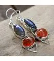 Boucles d'oreilles ethniques bijoux argent labradorite cornaline Shantilight