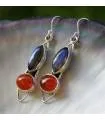 Boucles d'oreilles ethniques bijoux argent labradorite cornaline Shantilight