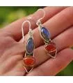 Boucles d'oreilles ethniques bijoux argent labradorite cornaline Shantilight