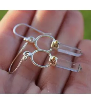 Boucles d'oreilles argent prismes bijoux ethniques cristal Shantilight