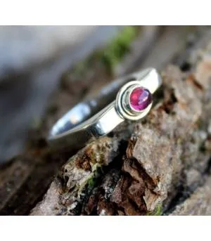 Bague argent hexagone pierre naturelle tourmaline rose