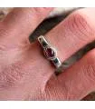 Bague argent hexagone pierre naturelle tourmaline rose