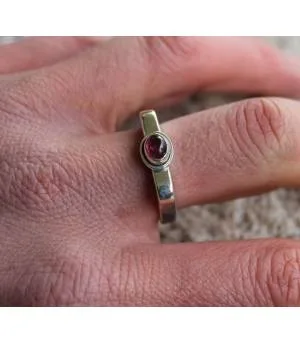 Bague argent hexagone pierre naturelle tourmaline rose