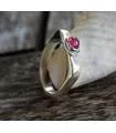 Bague argent hexagone pierre naturelle tourmaline rose