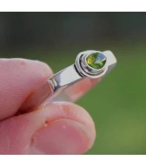 BAGUE ARGENT HEXAGONE PIERRE TOURMALINE VERTE