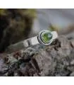 BAGUE ARGENT HEXAGONE PIERRE TOURMALINE VERTE