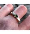 BAGUE ARGENT HEXAGONE PIERRE TOURMALINE VERTE