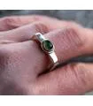 BAGUE ARGENT HEXAGONE PIERRE TOURMALINE VERTE
