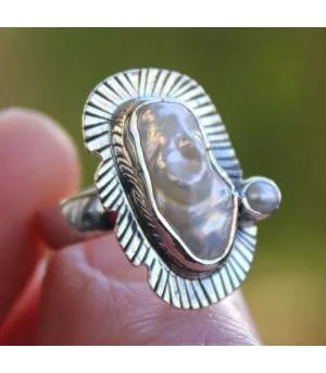 Bague argent white landscape perle