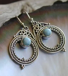 Boucles d'oreilles argent pierres naturelles larimar shantilight