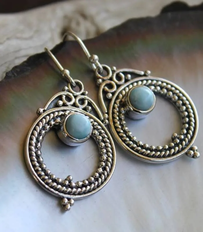 Boucles d'oreilles argent pierres naturelles larimar shantilight