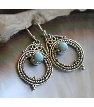 Boucles d'oreilles argent pierres naturelles larimar shantilight