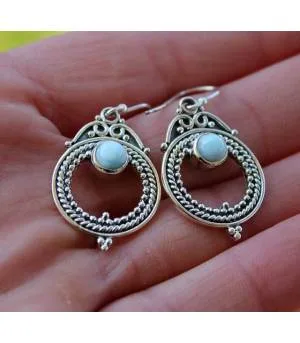 Boucles d'oreilles argent pierres naturelles larimar shantilight