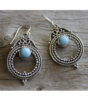Boucles d'oreilles argent pierres naturelles larimar shantilight